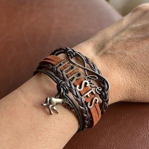 Dolon Love Horses leather and silver bracelet
